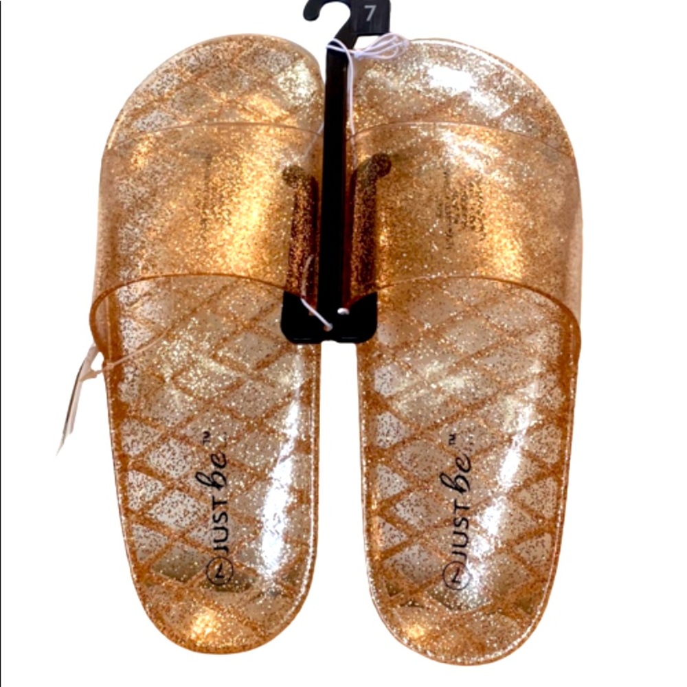 Gold Glitter Jelly Slides